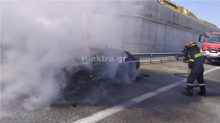 Πυρκαγιά σε αυτοκίνητο στην Εθνική Οδό, ένας τραυματίας