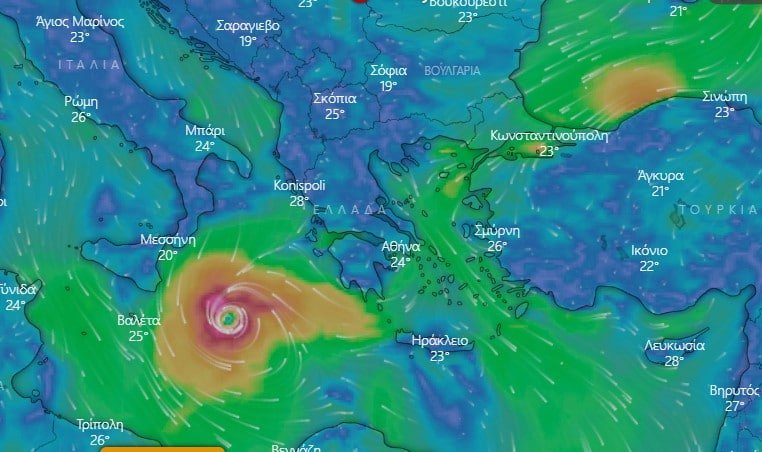 Καιρός: Live ο κυκλώνας Ιανός, πού βρίσκεται τώρα