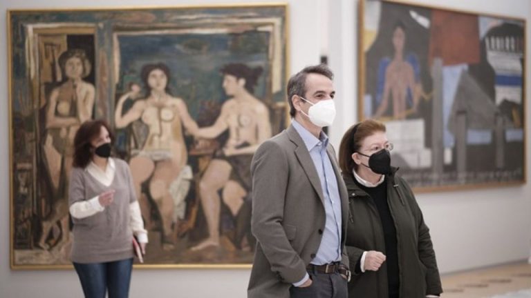 Επίσκεψη του Κυριάκου Μητσοτάκη στην ανακαινισμένη Εθνική Πινακοθήκη (φωτο)