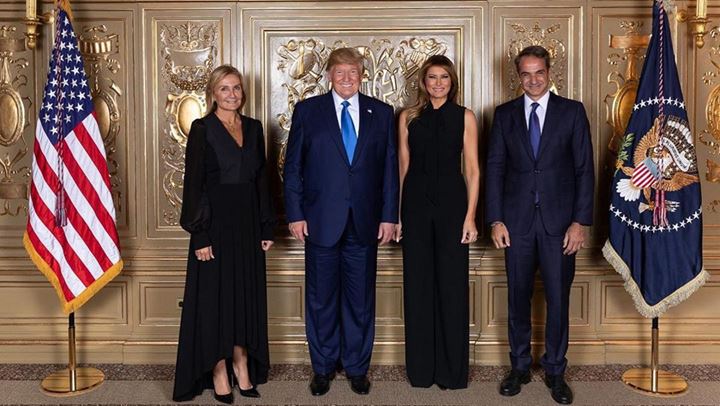 Ο Κυριάκος Μητσοτάκης και η Μαρέβα στη δεξίωση του Donald και της Melania Trump