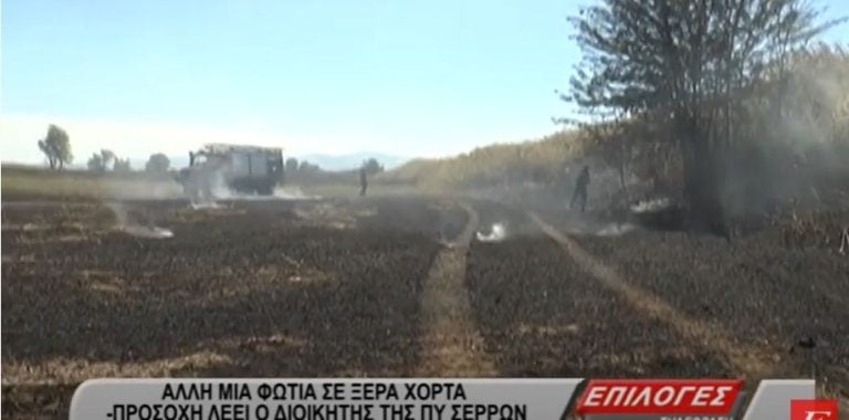 Σέρρες: Άλλη μια φωτιά σε αγροτική έκταση σήμερα -Προσοχή, λέει ο διοικητής της Π.Υ. Σερρών- video