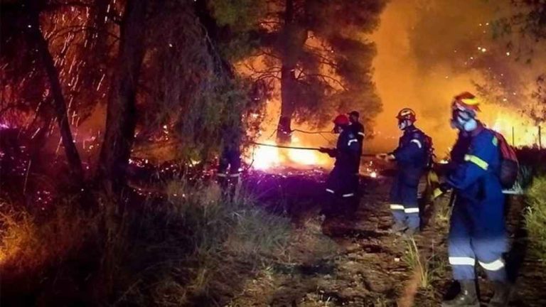 Βελτιώθηκε η εικόνα της πυρκαγιάς στα Γεράνεια Όρη – Ολονύχτια μάχη με τις φλόγες