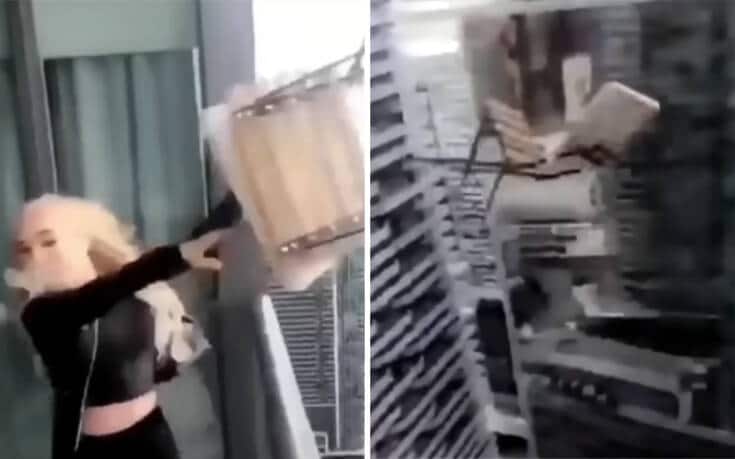 Βίντεο με γυναίκα που πέταξε καρέκλα από μπαλκόνι 45ου ορόφου για να συγκεντρώσει likes στο Instagram