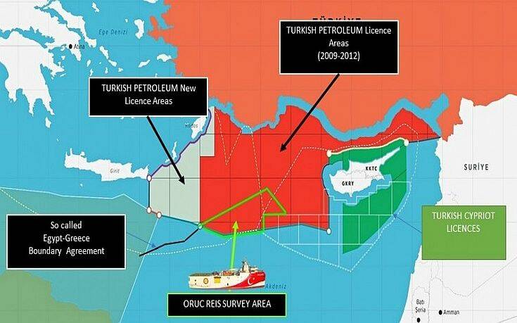 Νέος τουρκικός χάρτης του Oruc Reis – Προαναγγέλλει έρευνες δίπλα από την Κάρπαθο