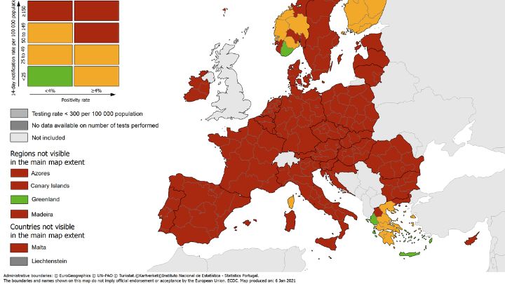 Ο χάρτης του ECDC για τον κορωνοϊό: Ποιες περιοχές στην Ελλάδα είναι πράσινες, ποιες πορτοκαλί