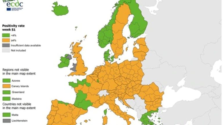 “Πρασίνισε” η Ελλάδα στον χάρτη του ECDC – Κάτω από 4% ο δείκτης θετικότητας των τεστ