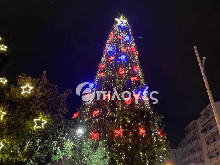 Φωταγωγήθηκε το Χριστουγεννιάτικο δέντρο στις Σέρρες- video