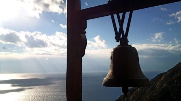 a bell from a wooden frame