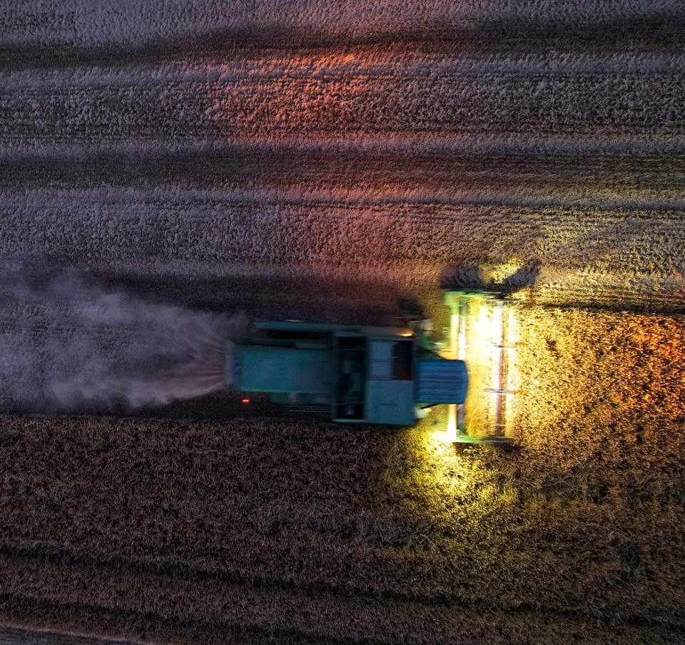 a tractor working in a field