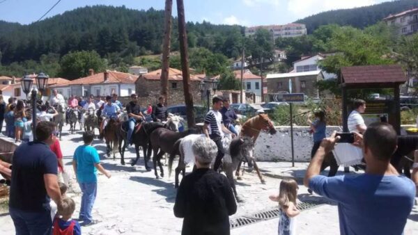 Βλαστή Κοζάνης: Καβαλάρηδες και αμαζόνες με τα άλογά τους κατέκλυσαν τους δρόμους για το τάμα στον Αγ. Παντελεήμονα (video)