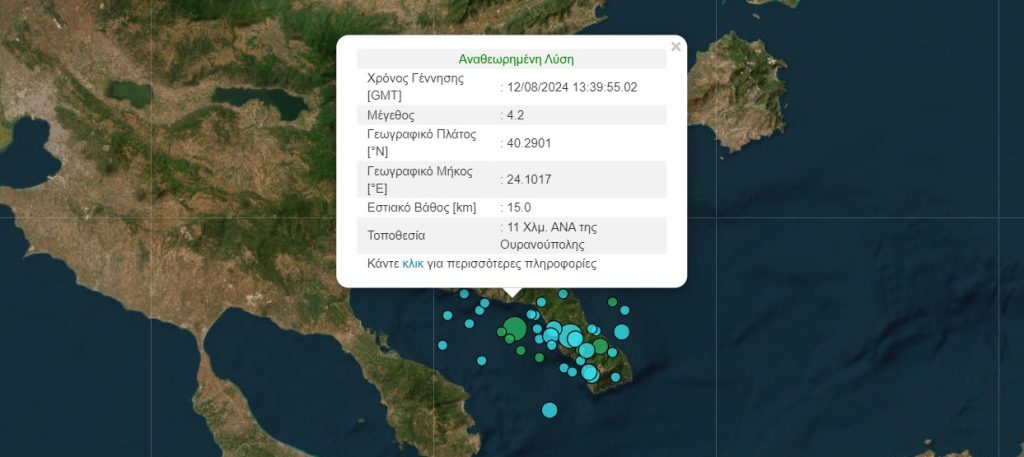 Διαδοχικές σεισμικές δονήσεις 4,1 και 4,2 Ρίχτερ στο Άγιον Όρος- Αισθητές στις Σέρρες