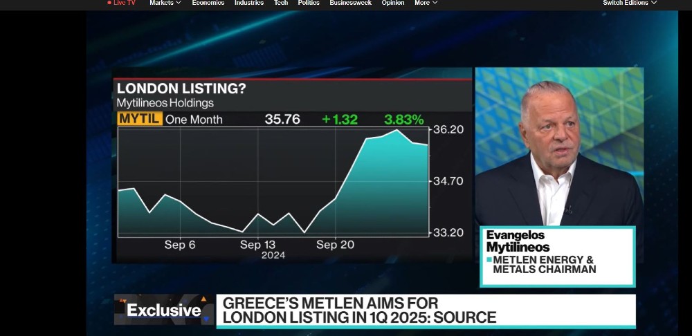 Μυτιληναίος στο Bloomberg TV: Έως το β΄τρίμηνο του 2025 η εισαγωγή στο LSE