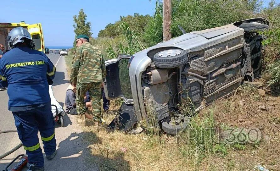 Χανιά: Σοβαρό τροχαίο με εγκλωβισμένο – Αυτοκίνητο έφυγε από τον δρόμο (φωτο)