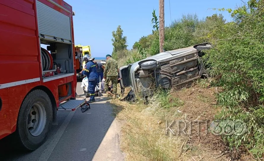 Χανιά: Σοβαρό τροχαίο με εγκλωβισμένο – Αυτοκίνητο έφυγε από τον δρόμο (φωτο)