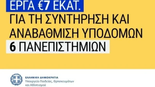 Σ. Ζαχαράκη: Έργα 7 εκατ. ευρώ για συντήρηση και αναβάθμιση υποδομών σε έξι ΑΕΙ