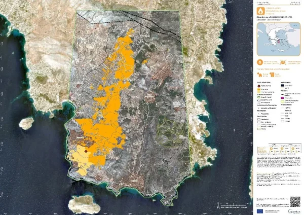 Τι κάηκε από την φωτιά στην Κερατέα - Η ανάλυση της Υπηρεσίας Copernicus για την πληγείσα έκταση