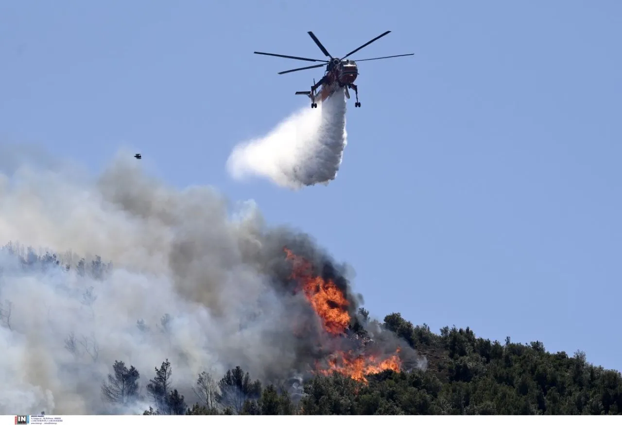 Πυρκαγιά στην περιοχή Θορικού Λαυρίου – Μήνυμα του 112 για εκκένωση