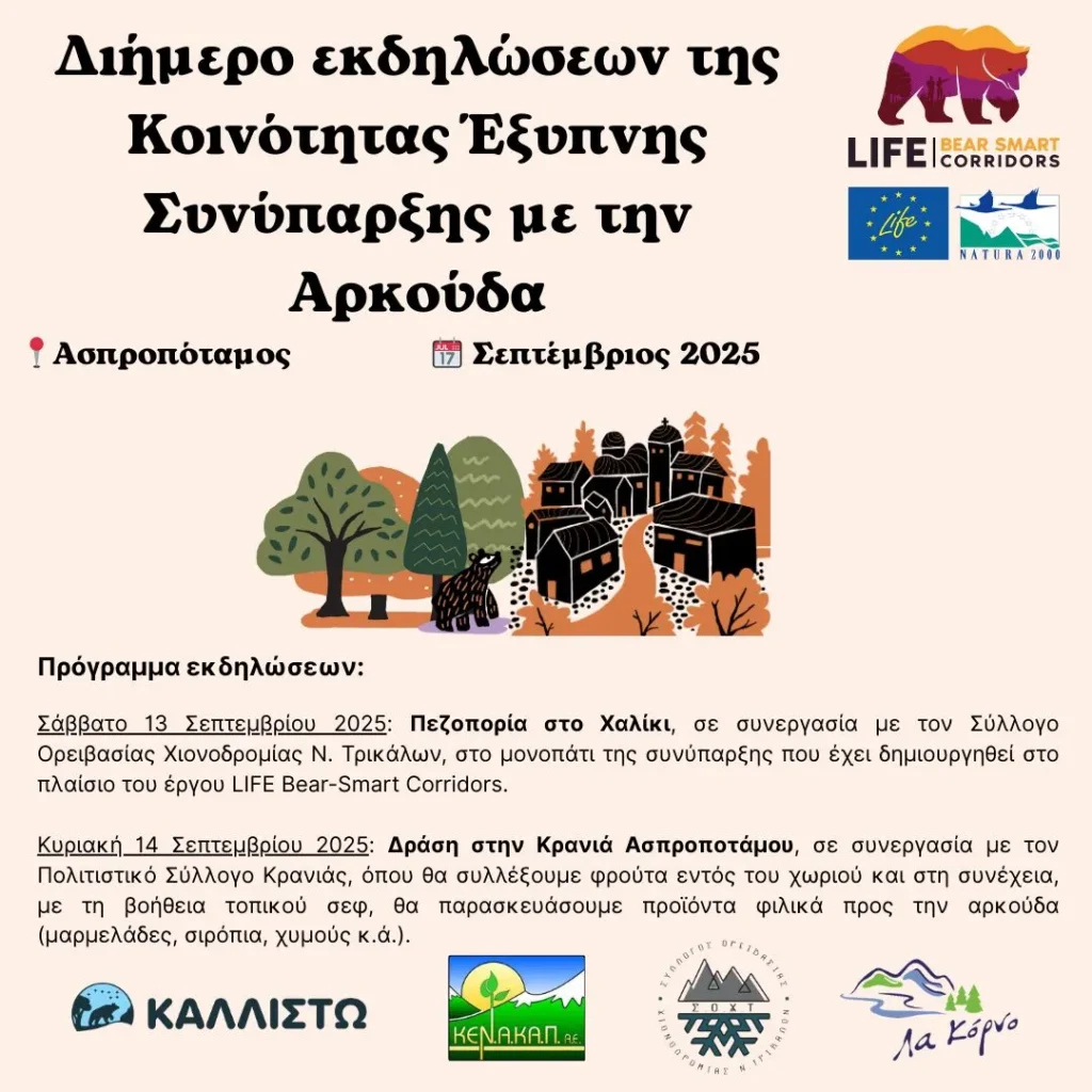 Διήμερο εκδηλώσεων στον Ασπροπόταμο για την αρμονική συνύπαρξη ανθρώπου και καφέ αρκούδας