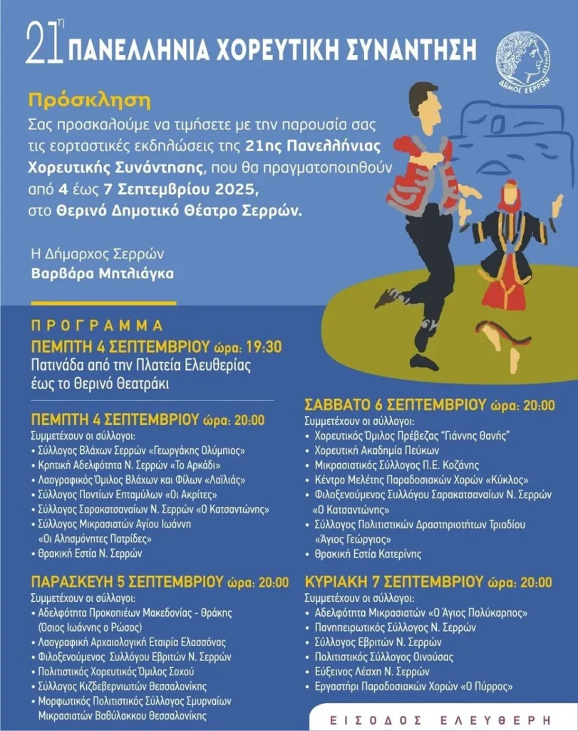 21η Πανελλήνια Χορευτική Συνάντηση - 4 ημέρες χορού, πολιτισμού και παράδοσης στις Σέρρες