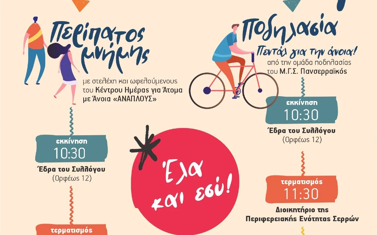 ΣΟΦΨΥ Σερρών: Ποδηλασία και Περίπατος Μνήμης για την ευαισθητοποίηση της κοινότητας σε θέματα άνοιας