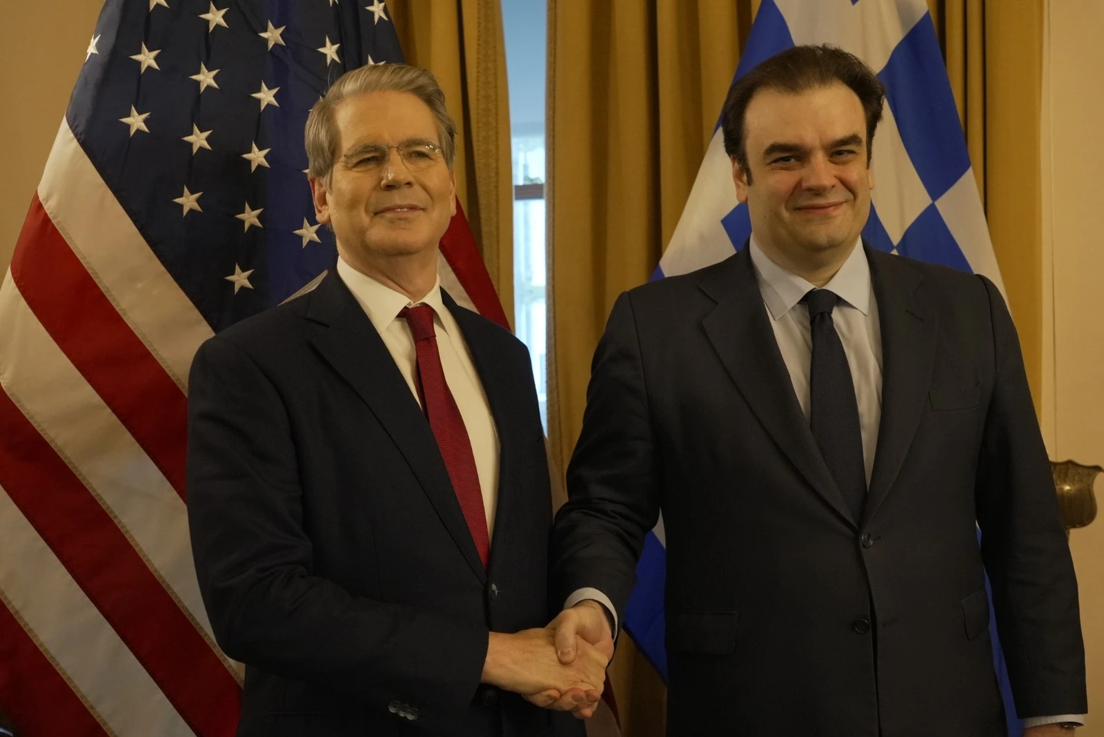 Συνάντηση του Κυριάκου Πιερρακάκη με τον Υπουργό Οικονομικών των Ηνωμένων Πολιτειών Scott Bessent