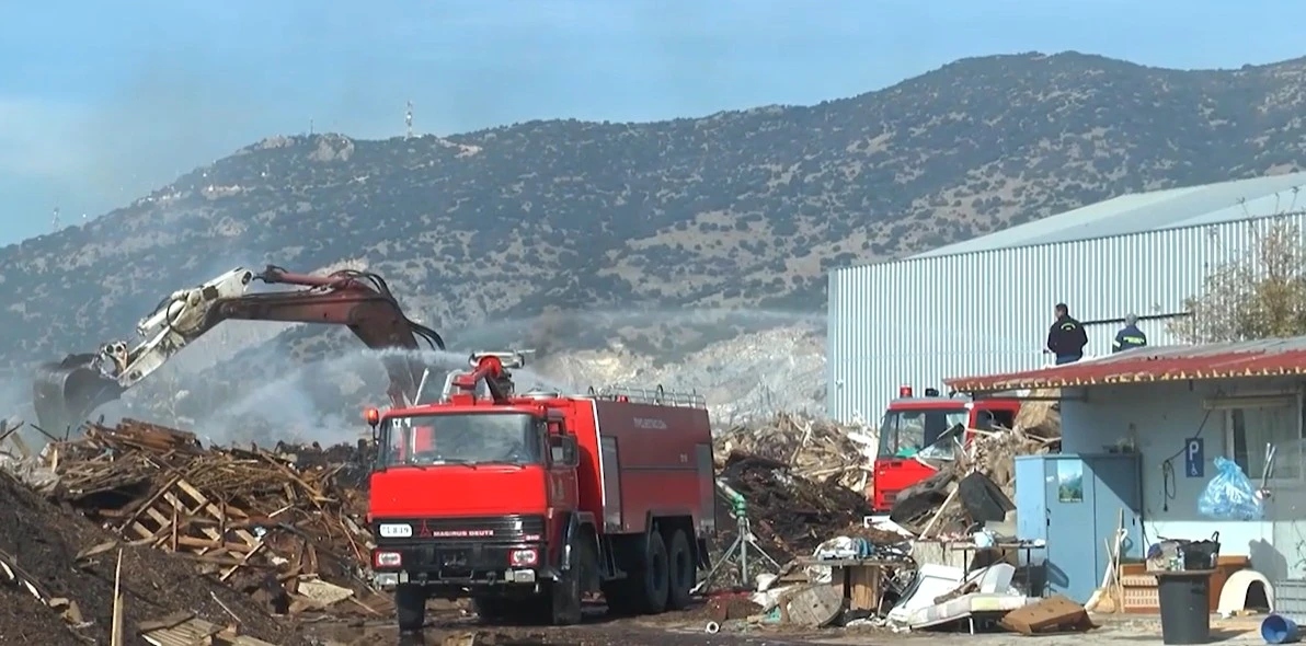 Σέρρες: Φωτιά σε εργοστάσιο πέλλετ έξω από το Νέο Σούλι - video