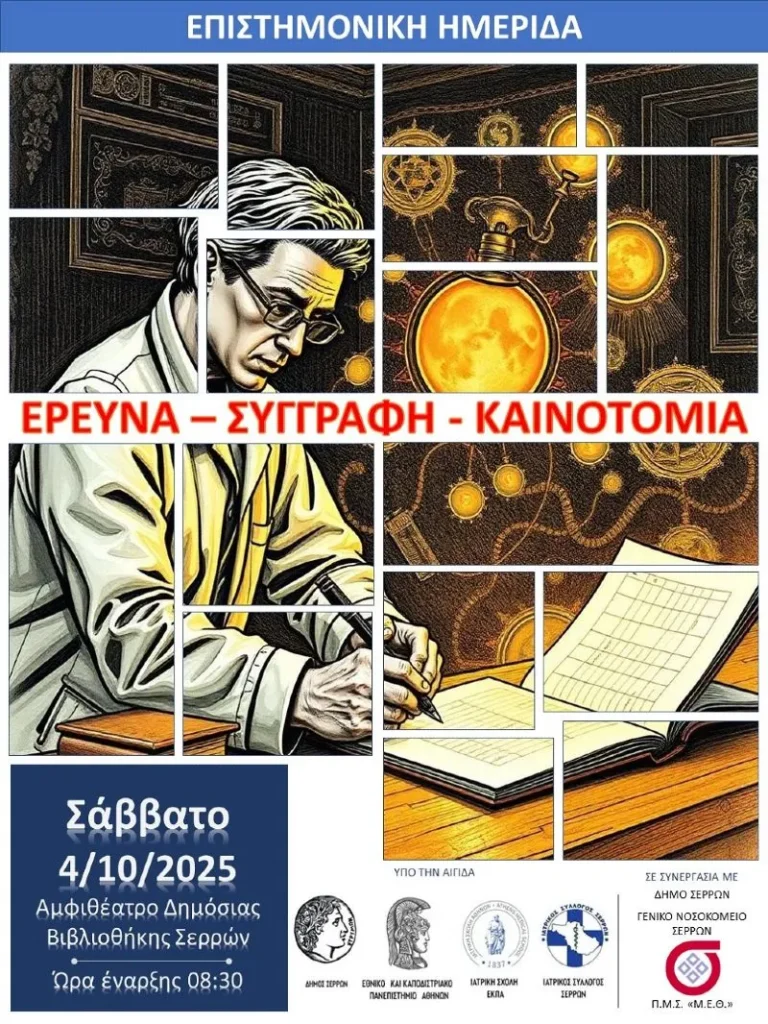 Επιστημονική ημερίδα στις Σέρρες: «Έρευνα – Συγγραφή – Καινοτομία»