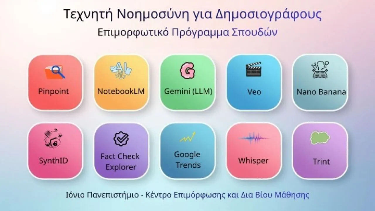 Πιστοποίηση δημοσιογράφων στην Τεχνητή Νοημοσύνη παρέχει πρόγραμμα του Ιονίου Πανεπιστημίου