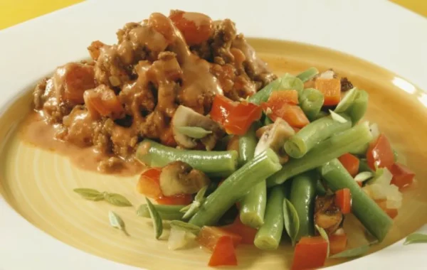 Πιπεριές με κιμά και φασολάκια